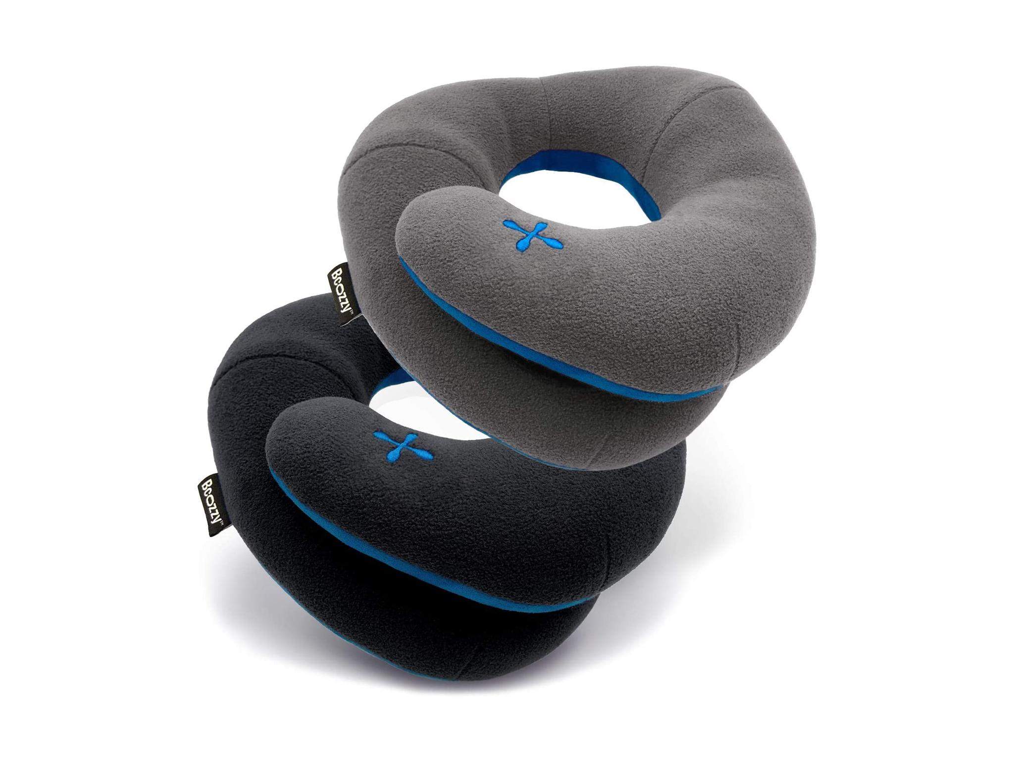 Soft Memory Foam Pain Relief- For Airplanes Navy Xtra-Comfort Headrest Travel Pillow- Accessories For Long Trips- Inflatable Neck Support For Sleeping Traveling Cars Campers- Women Men and Kids 