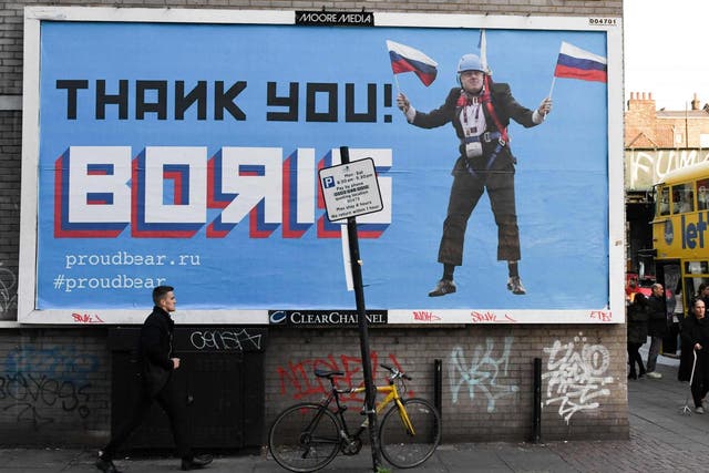 A Brexit-themed billboard in east London