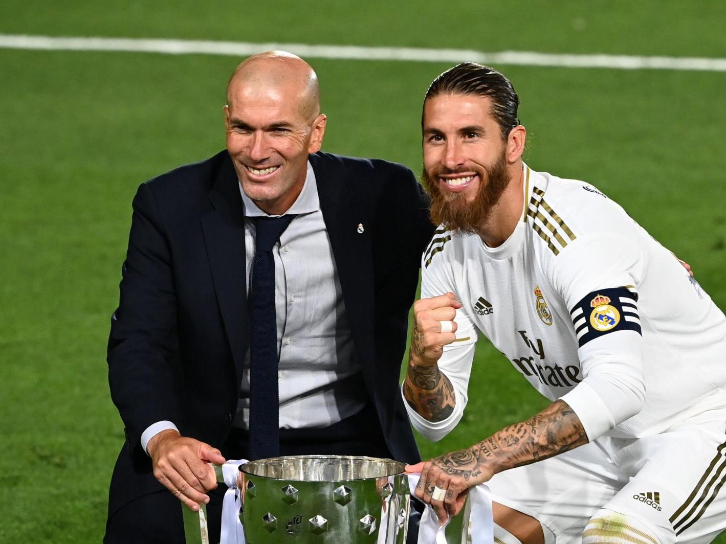 Ramos celebrates with Zidane