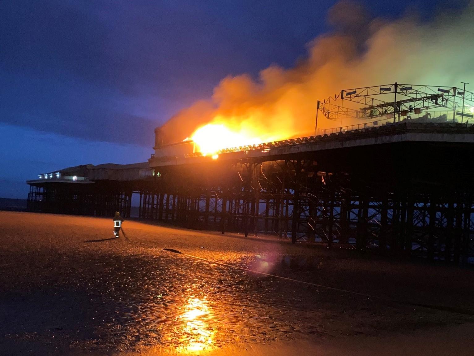 Blackpool pier fire: Flames engulf town's 19th century ...