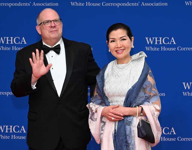Maryland governor Larry Hogan with his wife, Yumi Hogan