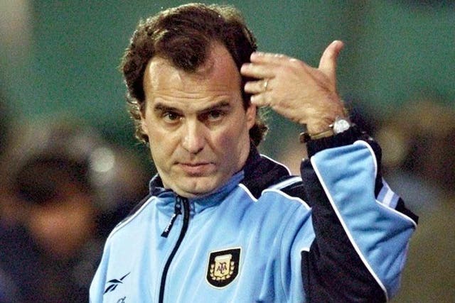 Marcelo Bielsa as manager of Argentina in 1999