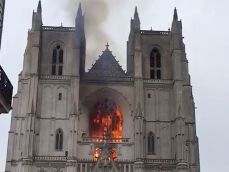 A fire has broken out at the cathedral in Nantes (LUDOVIC STANG via REUTERS)