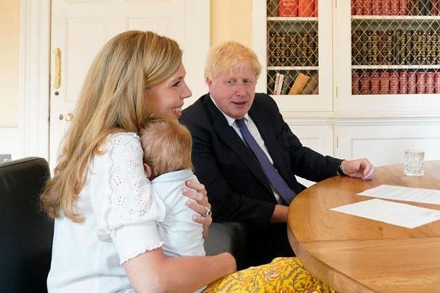 Carrie Symonds and Boris Johnson with their son Wilfred