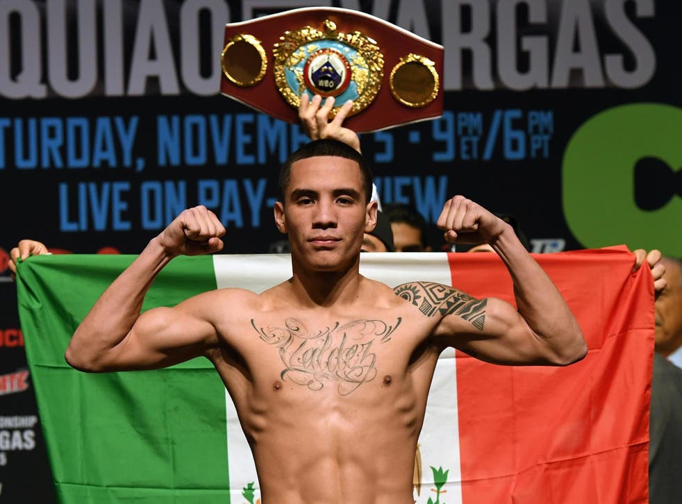 Oscar Valdez weighs in ahead of his world title bout in 2016