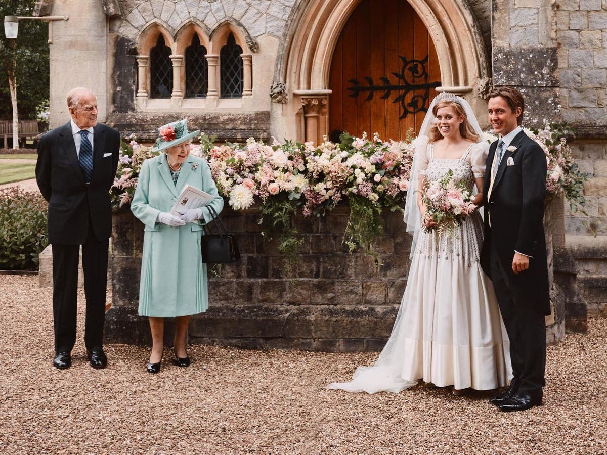 Prince Andrew notably absent from Princess Beatrice’s wedding photos