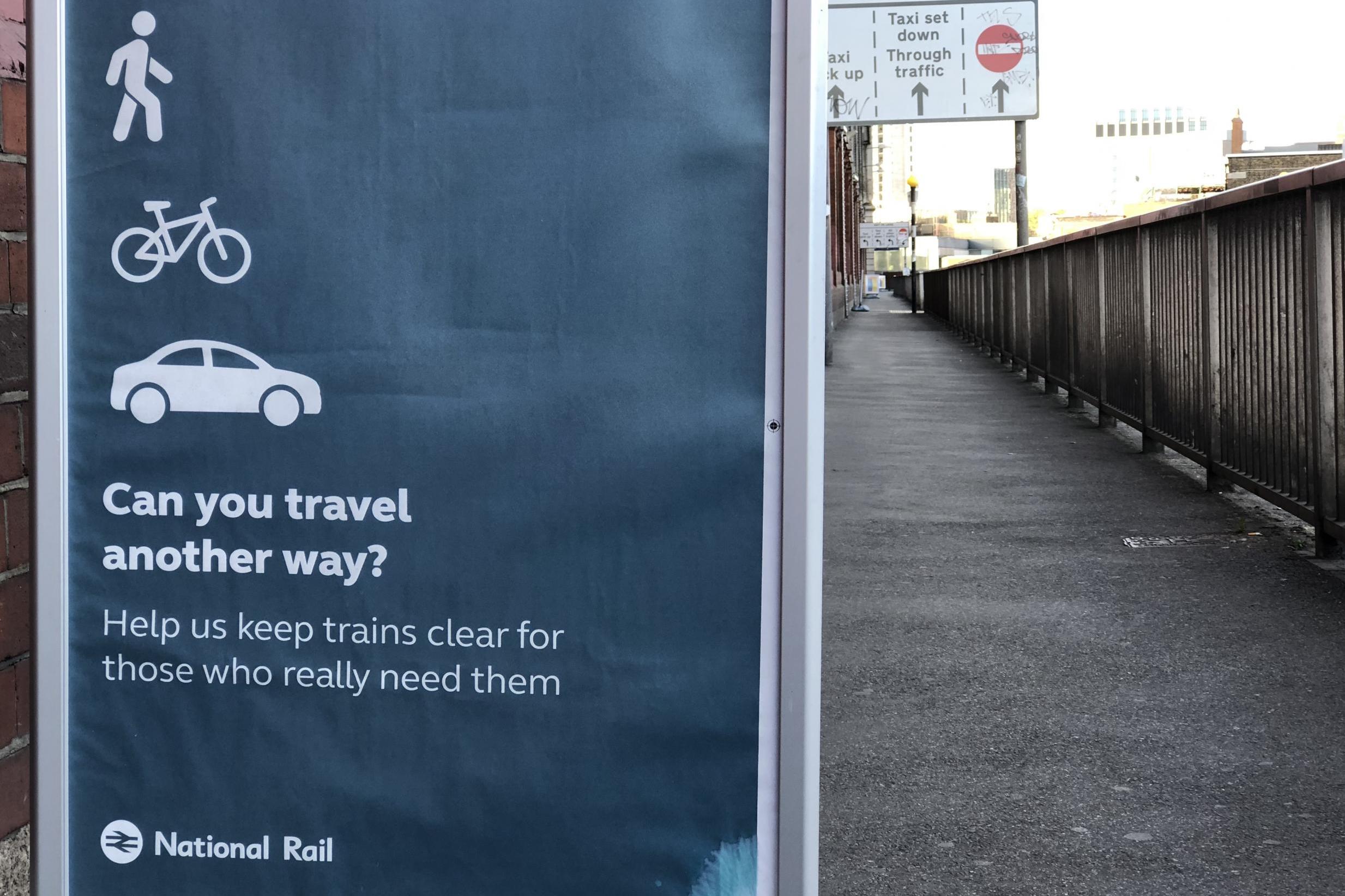 Rail reservations: a poster at Waterloo station in London