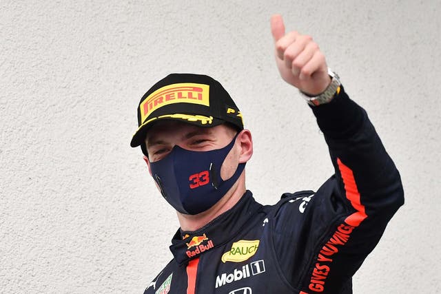Max Verstappen celebrates his second place finish in the Hungarian Grand Prix