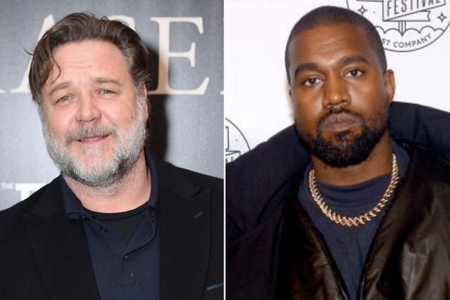 Actor Russell Crowe and presidential hopeful Kanye West