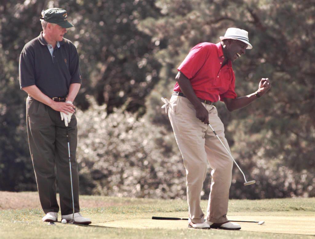 Jordan, here enjoying a round of golf with Bill Clinton, has been described as ‘the ultimate Washington insider’