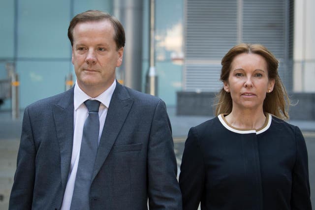 Charlie Elphicke arriving at Southwark Crown Court in London with his wife Natalie Elphicke