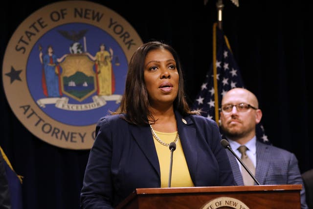 State Attorney General Letitia James announces a lawsuit against e-cigarette giant Juul on 19 November, 2019 in New York City
