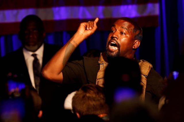Kanye West in South Carolina at his first campaign rally