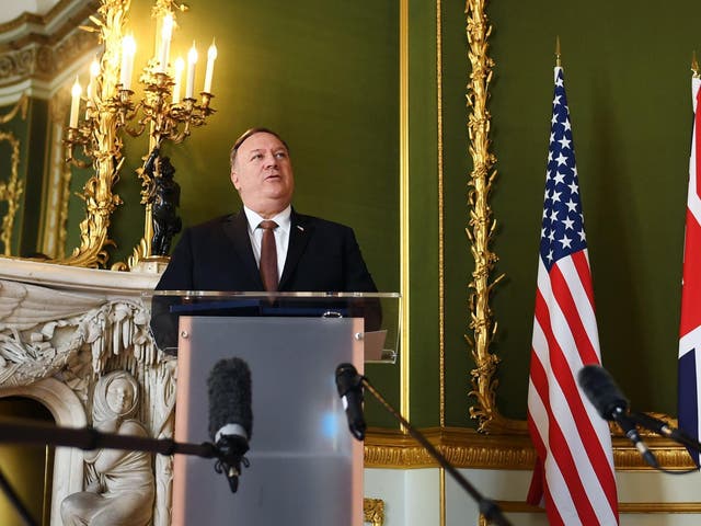Mike Pompeo was speaking at a private meeting in London on Tuesday