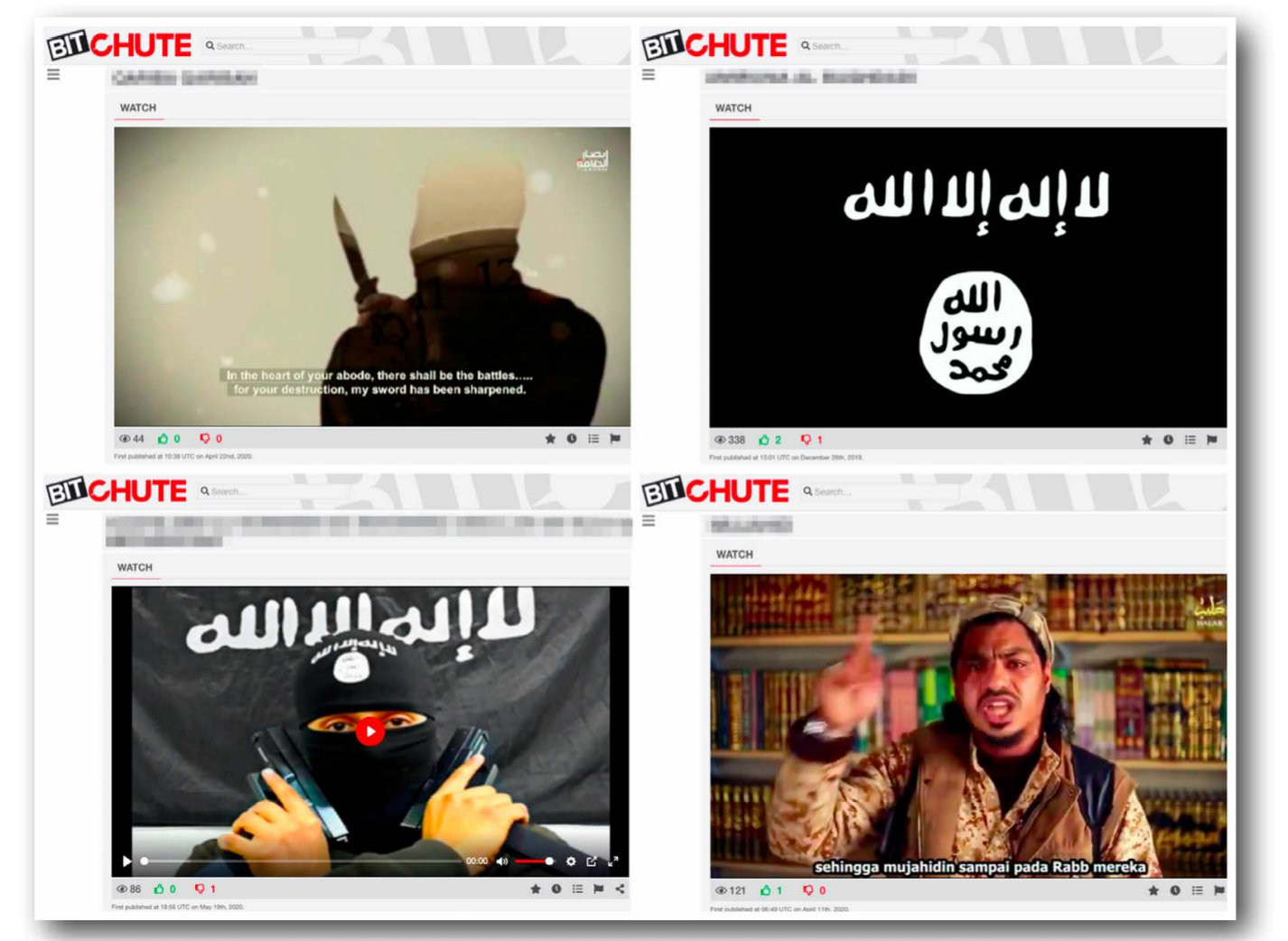 Isis propaganda videos available on BitChute at the time of Hope Not Hate’s research