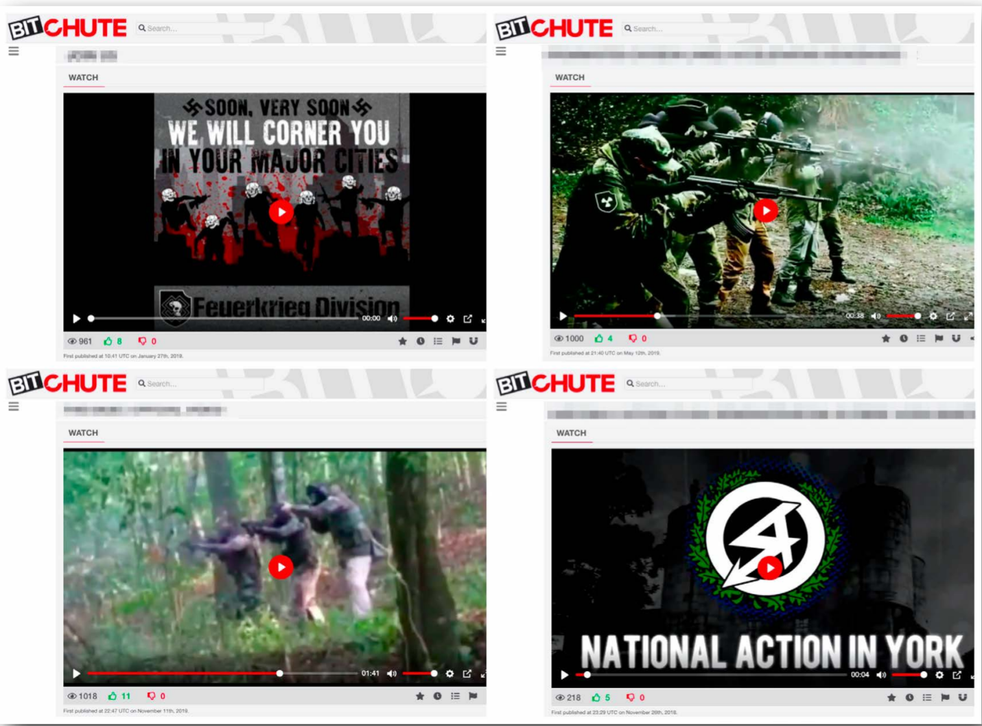 National Action propaganda videos available on BitChute at the time of Hope Not Hate’s research