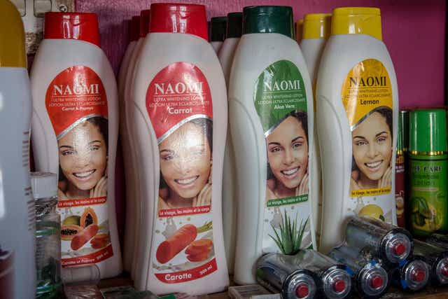 Naomi ultra lightening lotion on sale in a cosmetics shop in Gulu. 23 Jun 2020