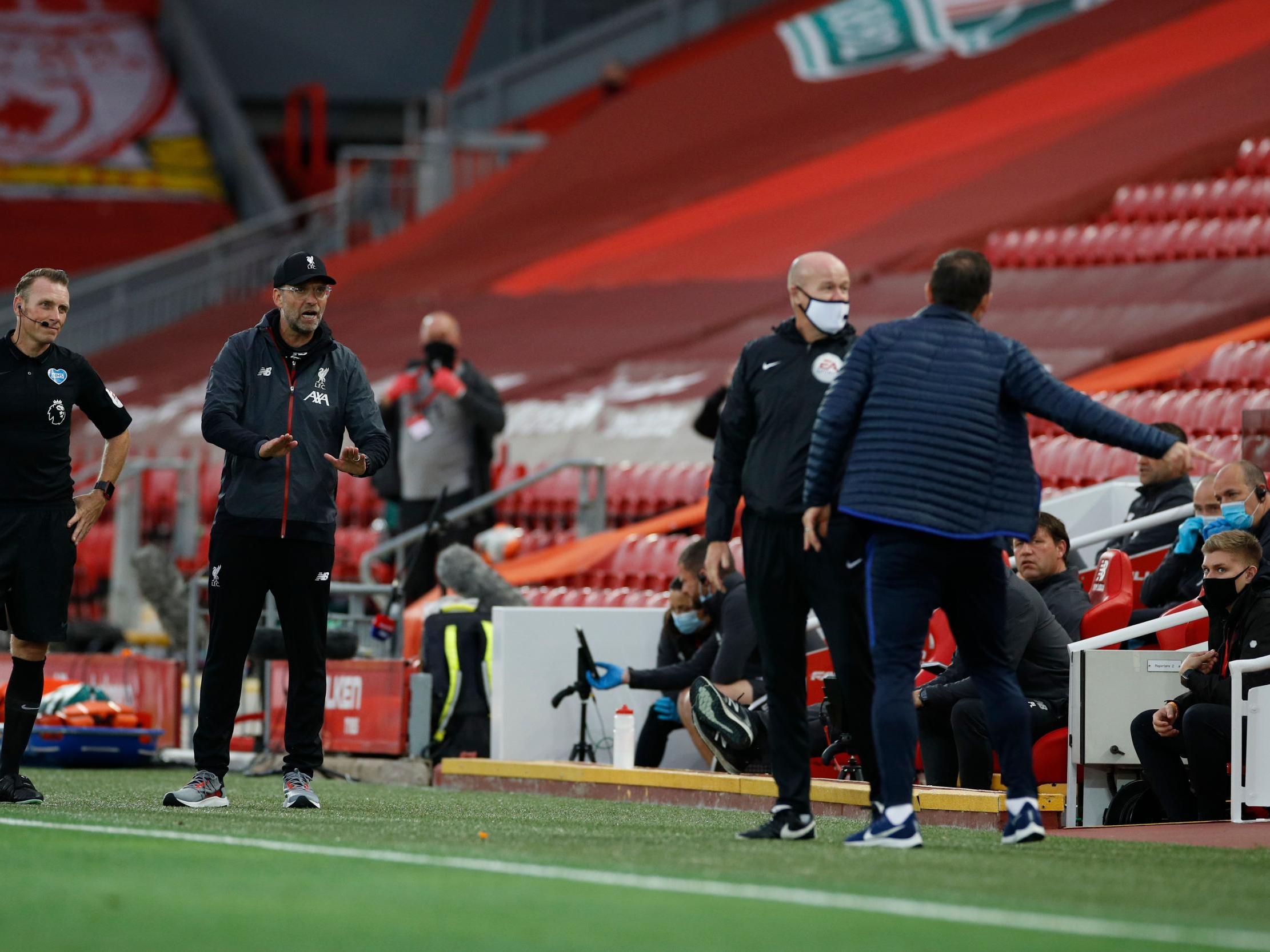 Lampard is told to calm down by Klopp