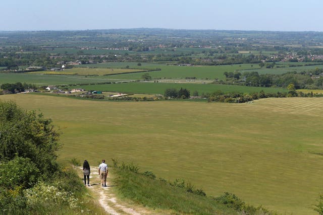 Members of the public take a walk across the Chiltern Hills