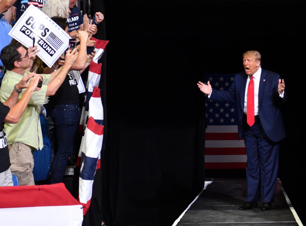 Donald Trump arrives for a campaign rally in Tulsa in June 2020