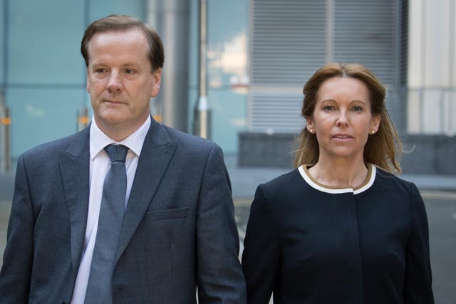 Former Conservative MP Charlie Elphicke, with MP for Dover Natalie Elphicke, arriving at Southwark Crown Court in London