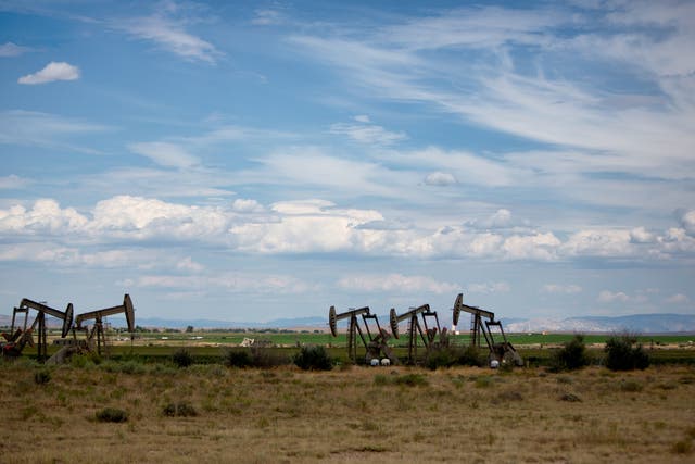 Pumpjacks at fracking sites. Drilling deeper for oil and gas has been linked to the increased likelihood of triggering earthquakes, according to a new study