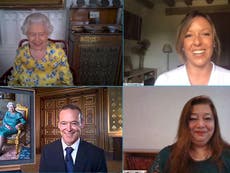 Queen reacts to new portrait unveiling over video call