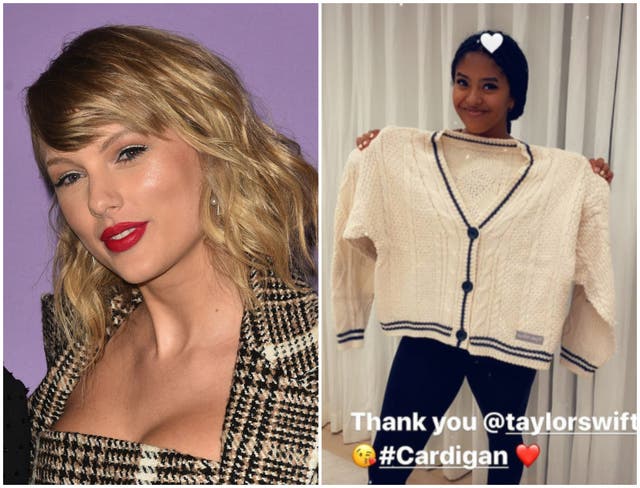 Taylor Swift sends Folklore cardigan to Kobe Bryant's daughter Natalia |  The Independent | The Independent
