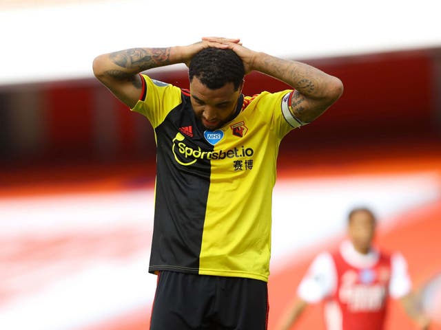 Troy Deeney reacts as Watford are relegated