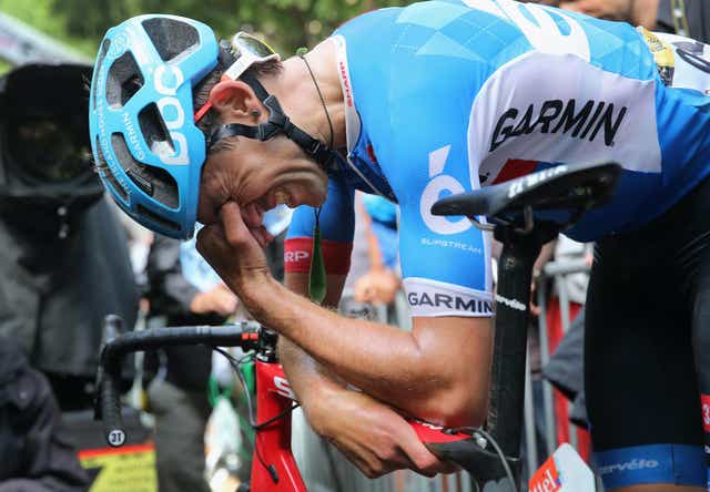 Jack Bauer of New Zealand and Garmin-Sharp reacts after the finish as he was the last rider of the breakaway caught by the field sprint in the final meters of the fifteenth stage of the 2014 Tour de France