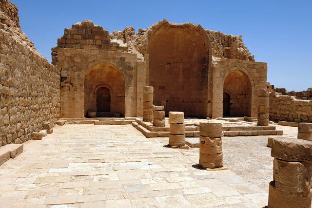 Remains of the Byzantine city of Shivta in the Negev desert in southeastern Israel
