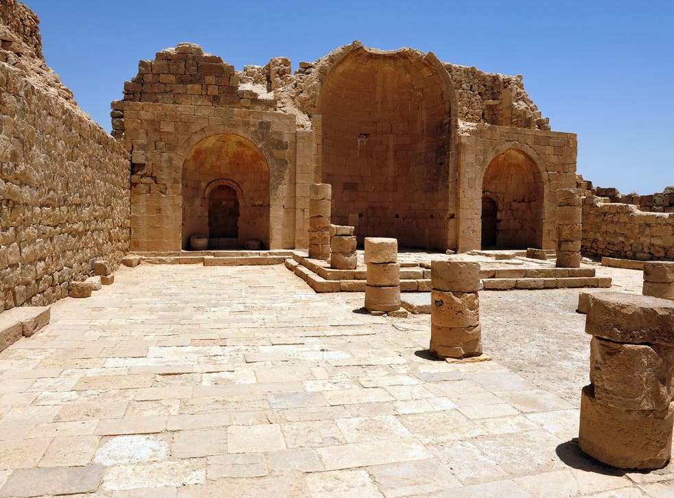 Remains of the Byzantine city of Shivta in the Negev desert in southeastern Israel