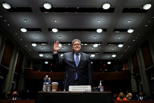 Attorney General William Barr is sworn in before testifying before the House Judiciary Committee on Capitol Hill on 28 July, 2020