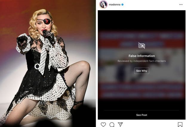 Madonna shared an Instagram post that was flagged for sharing 'false information'