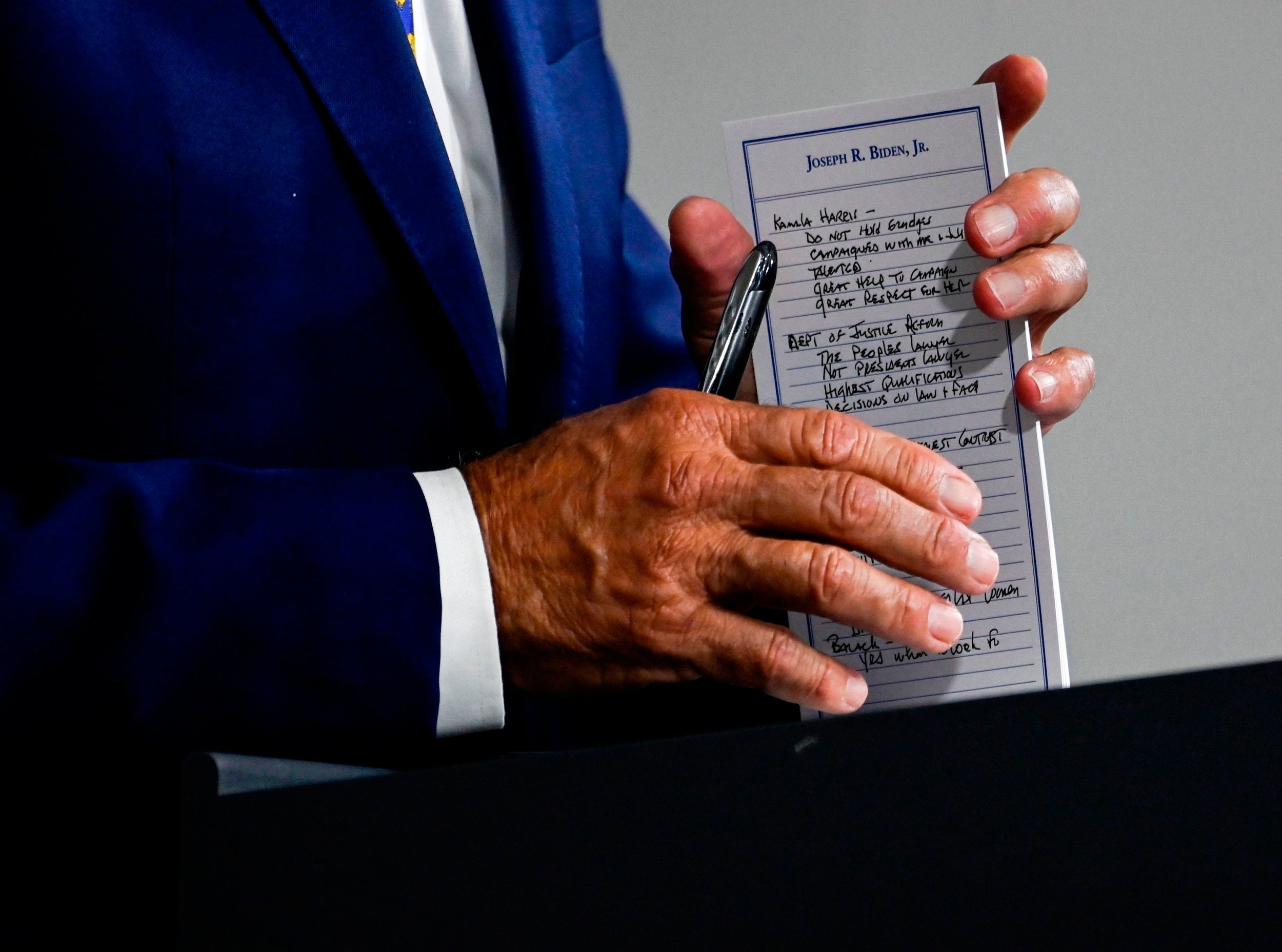 Biden's notes about Harris were photographed at a conference in Delaware this week