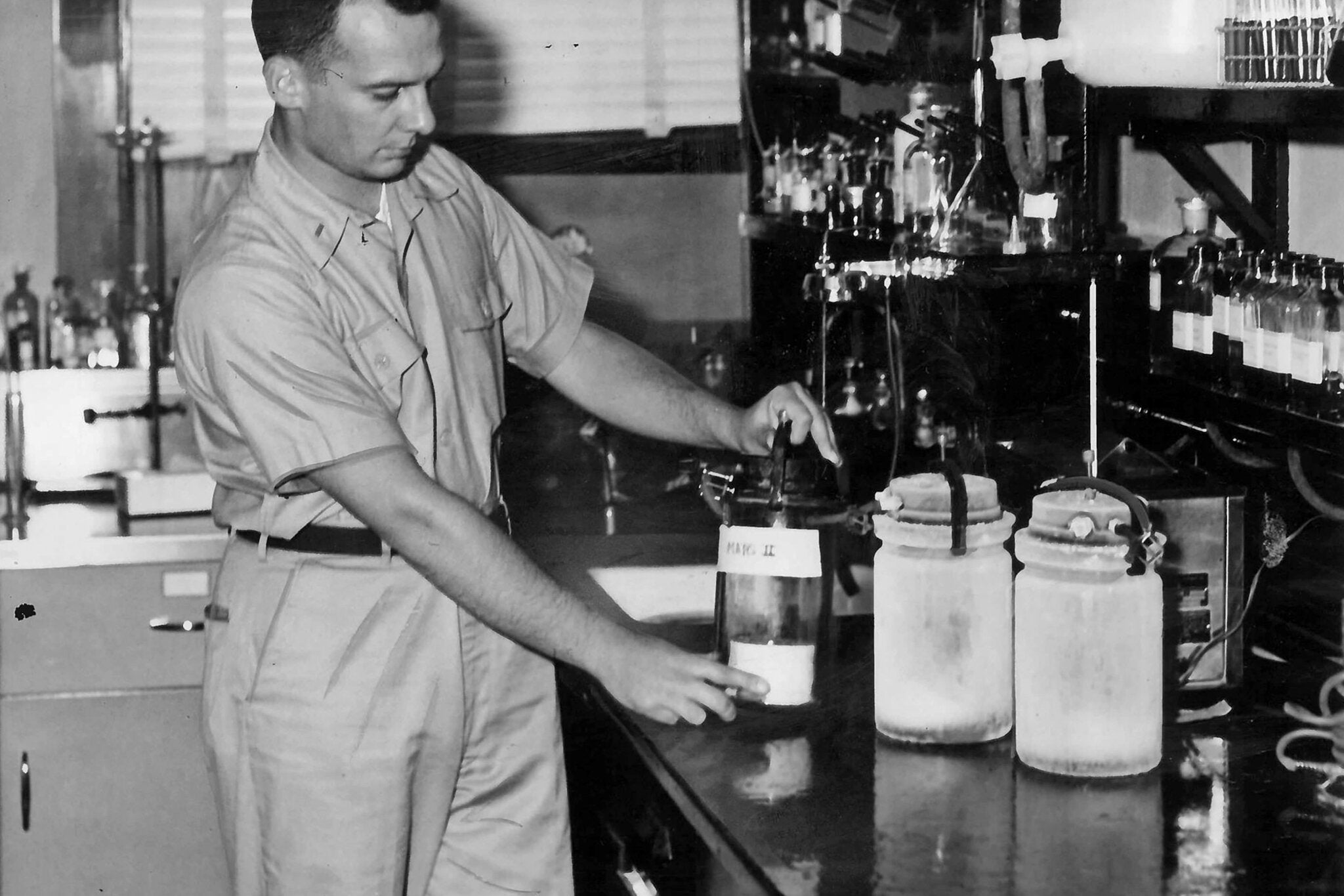 An early air force Mars Jar tended to in 1957