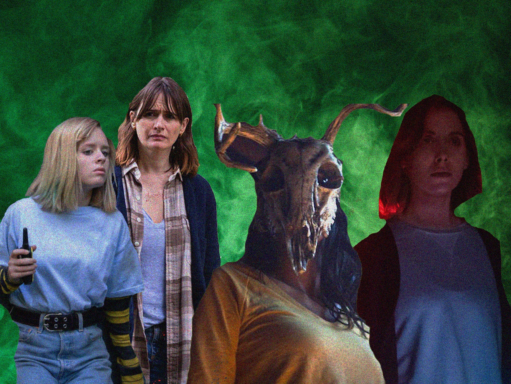 From left to right: Lulu Wilson in Becky, Emily Mortimer in Relic, Azie Tesfai in The Wretched and Alison Brie in The Rental