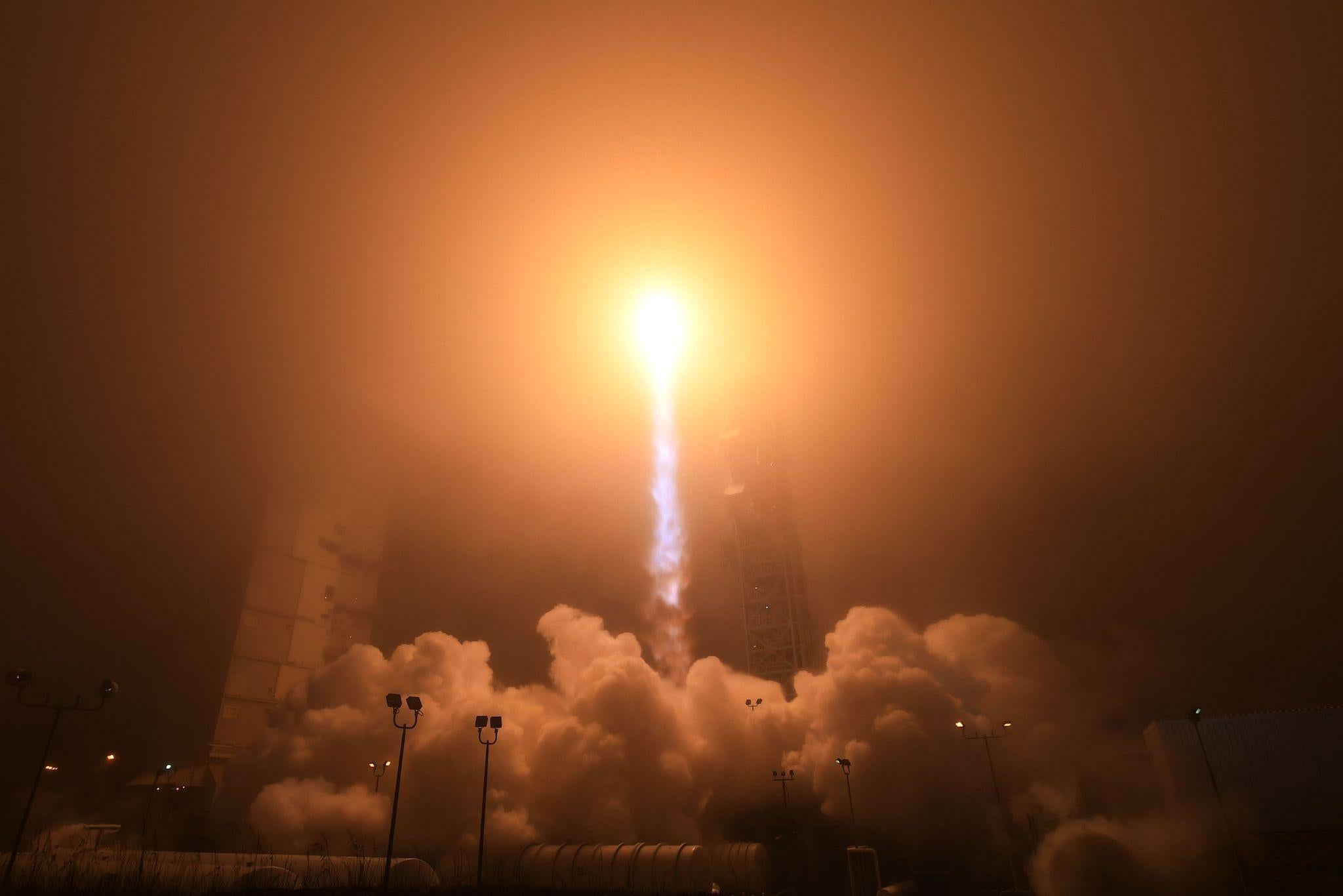 The NASA InSight spacecraft launches onboard a United Launch Alliance Atlas-V rocket on May 5, 2018, from Vandenberg Air Force Base in California