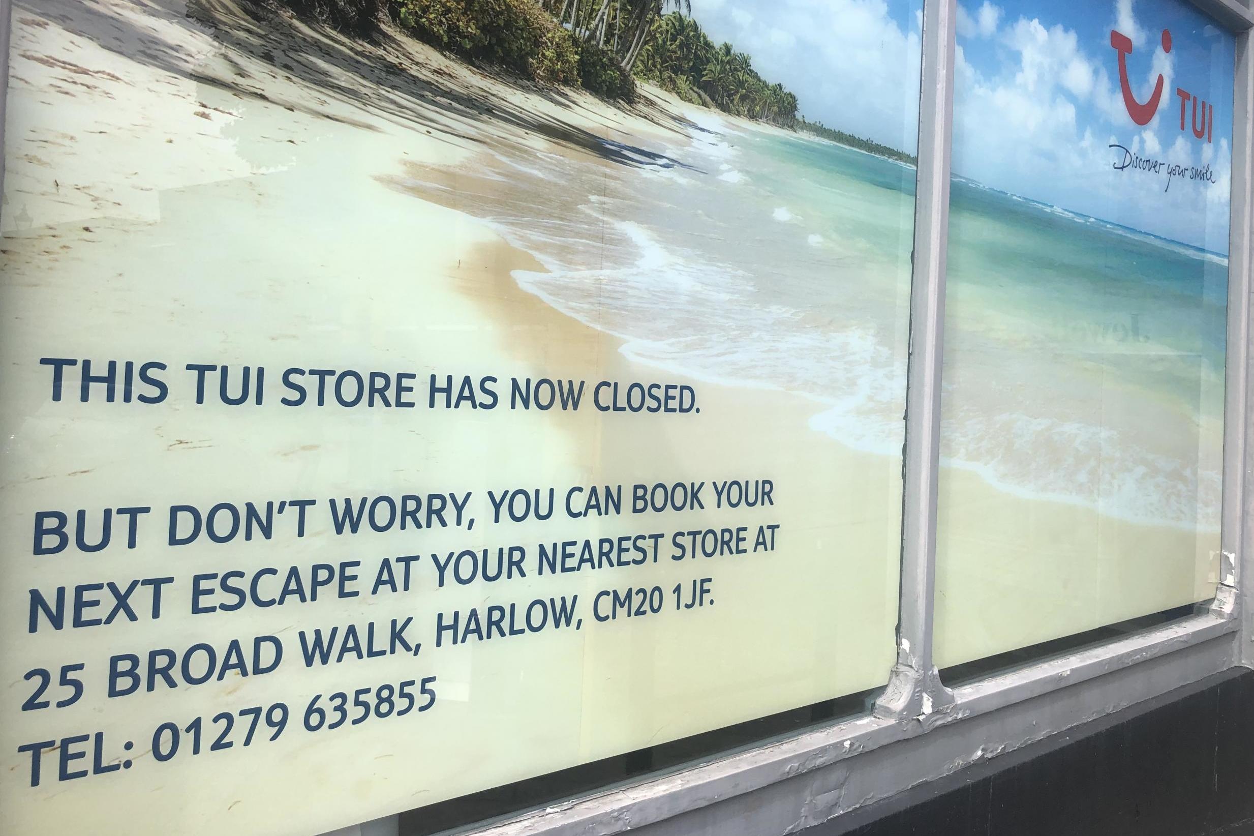 Closing down: a Tui store in Bishop's Stortford