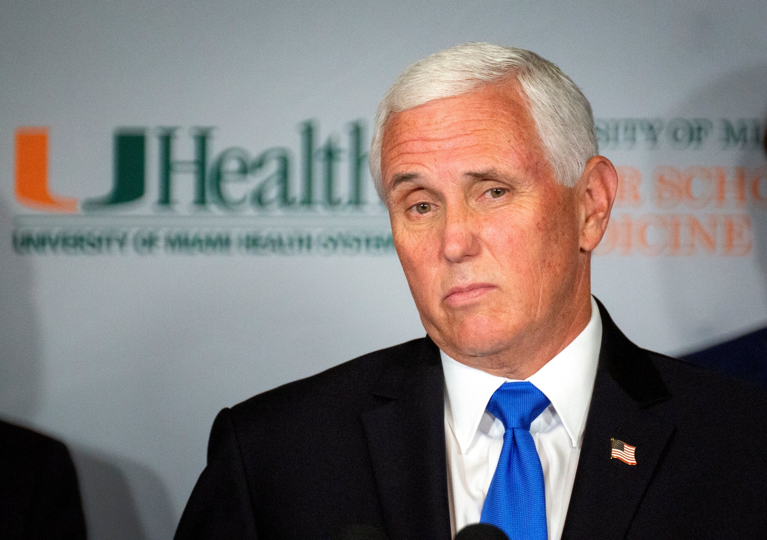 Mike Pence at a coronavirus vaccine roundtable in Miami, Florida