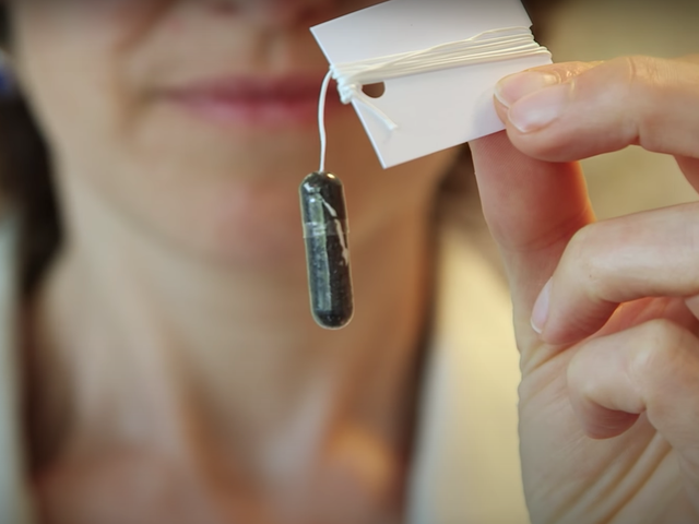 The pill on a string that dissolves into a sponge