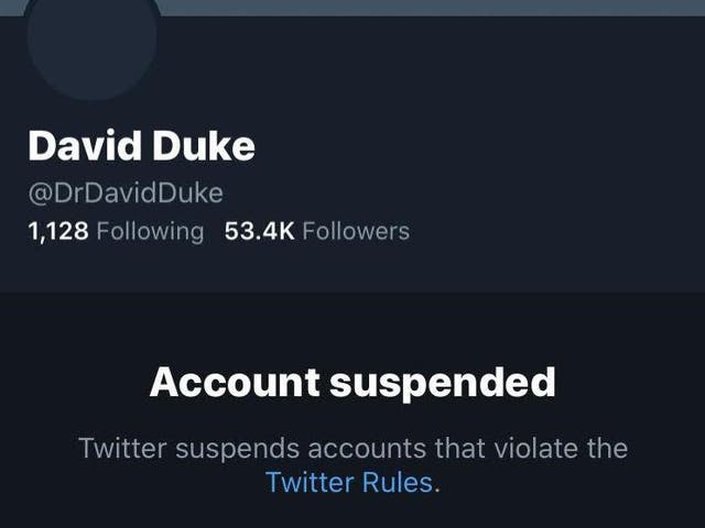 David Duke's closed Twitter account