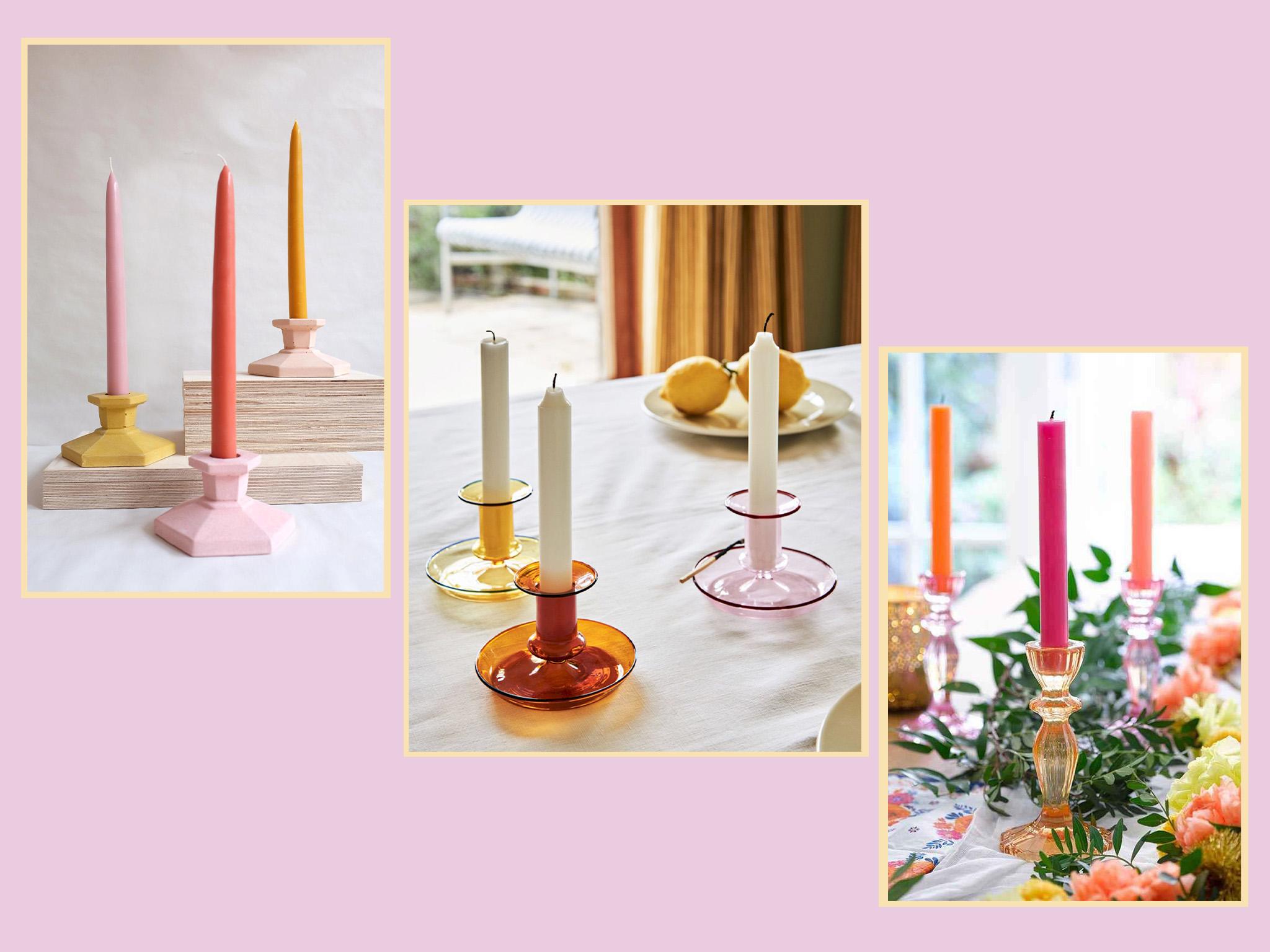 Dress up your mantelpieces and windowsills with a colourful candlestick holder