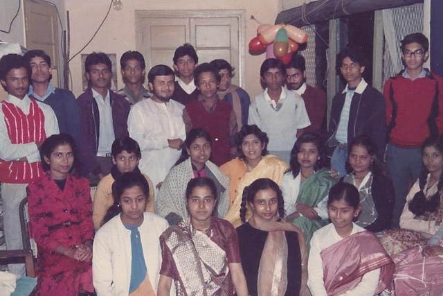 Romy (front, second from left) at her friend Reshmi’s house. As children they would ask her dad’s colleagues to bring back a list of food from Bihar when they visited