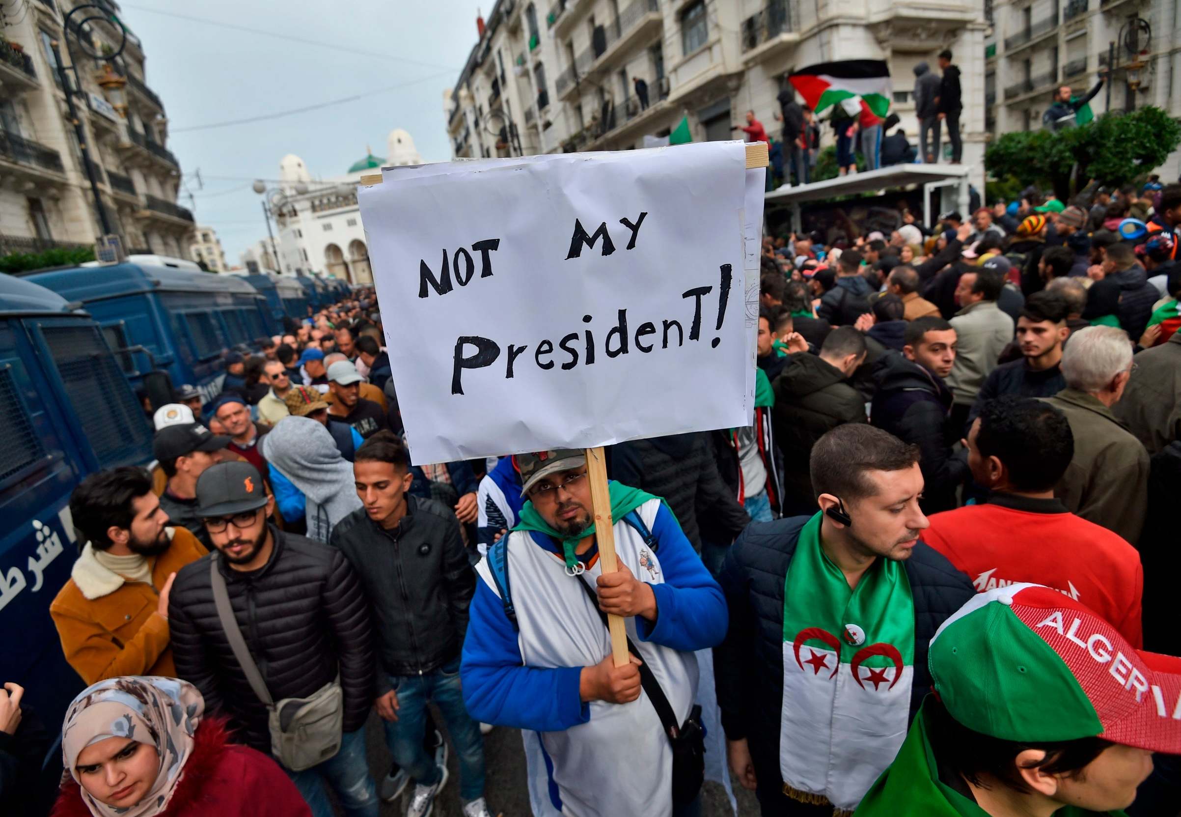 Protests in Algiers over the results of the presidential elections last December