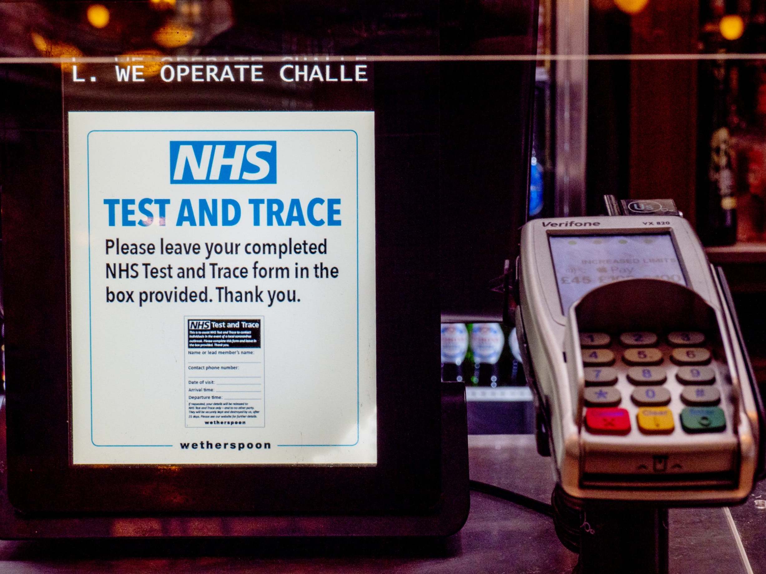 Wetherspoon said it would pass on customer test and trace details to authorities when requested.