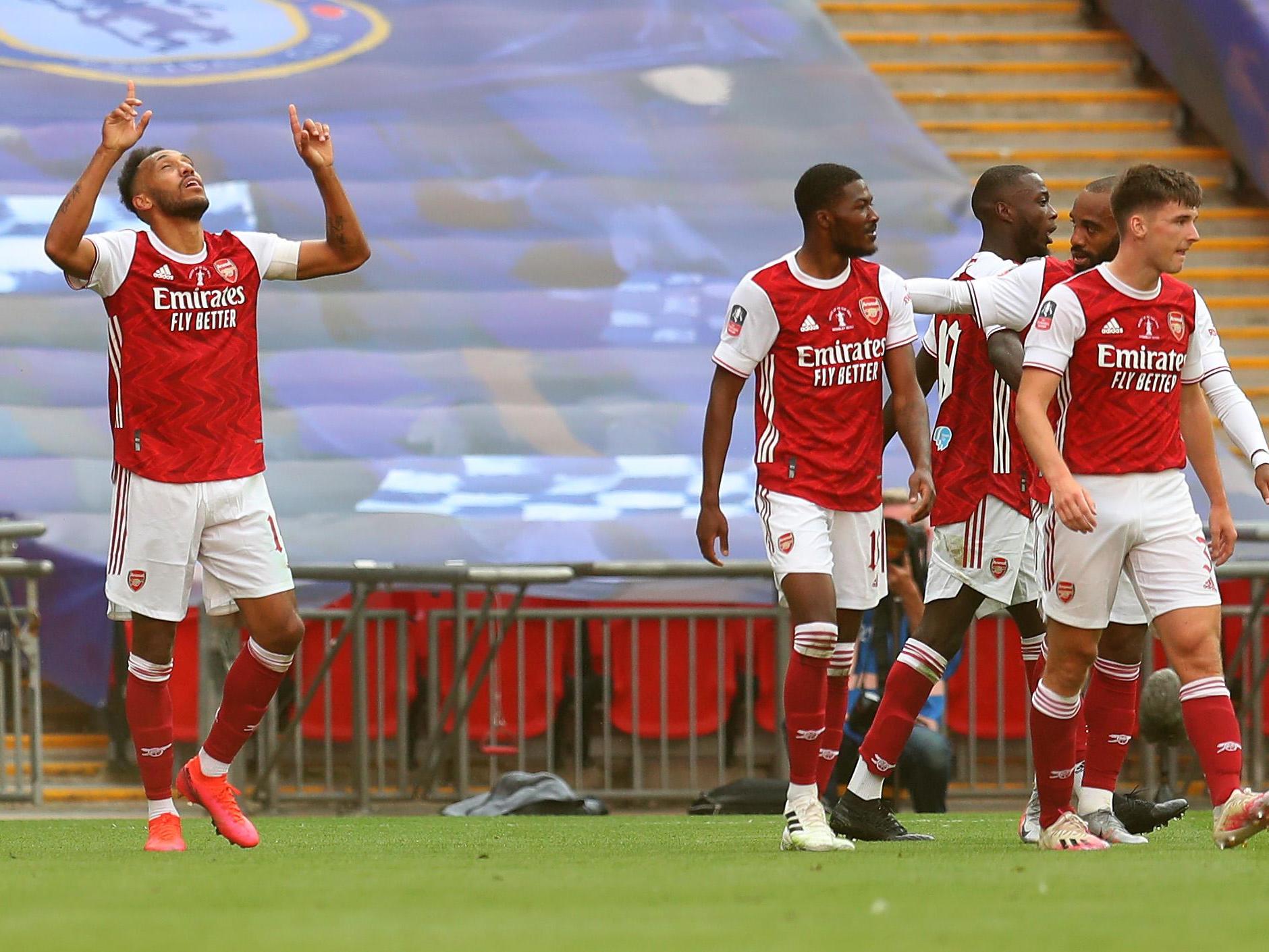 Pierre-Emerick Aubameyang of Arsenal celebrates