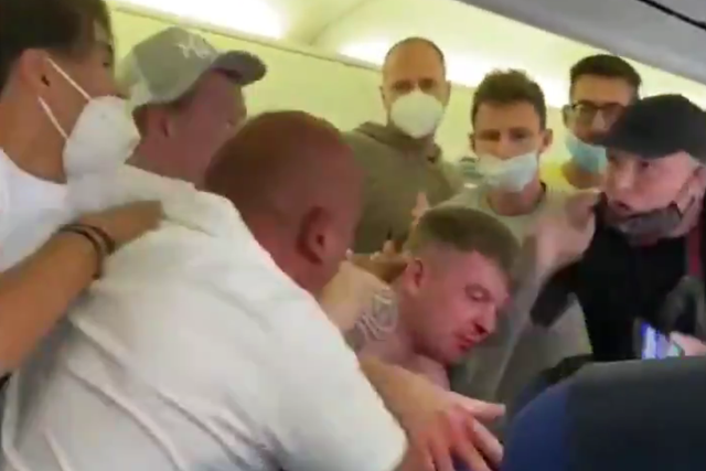 KLM said the fight broke out on board flight KL1495 from Amsterdam on Friday