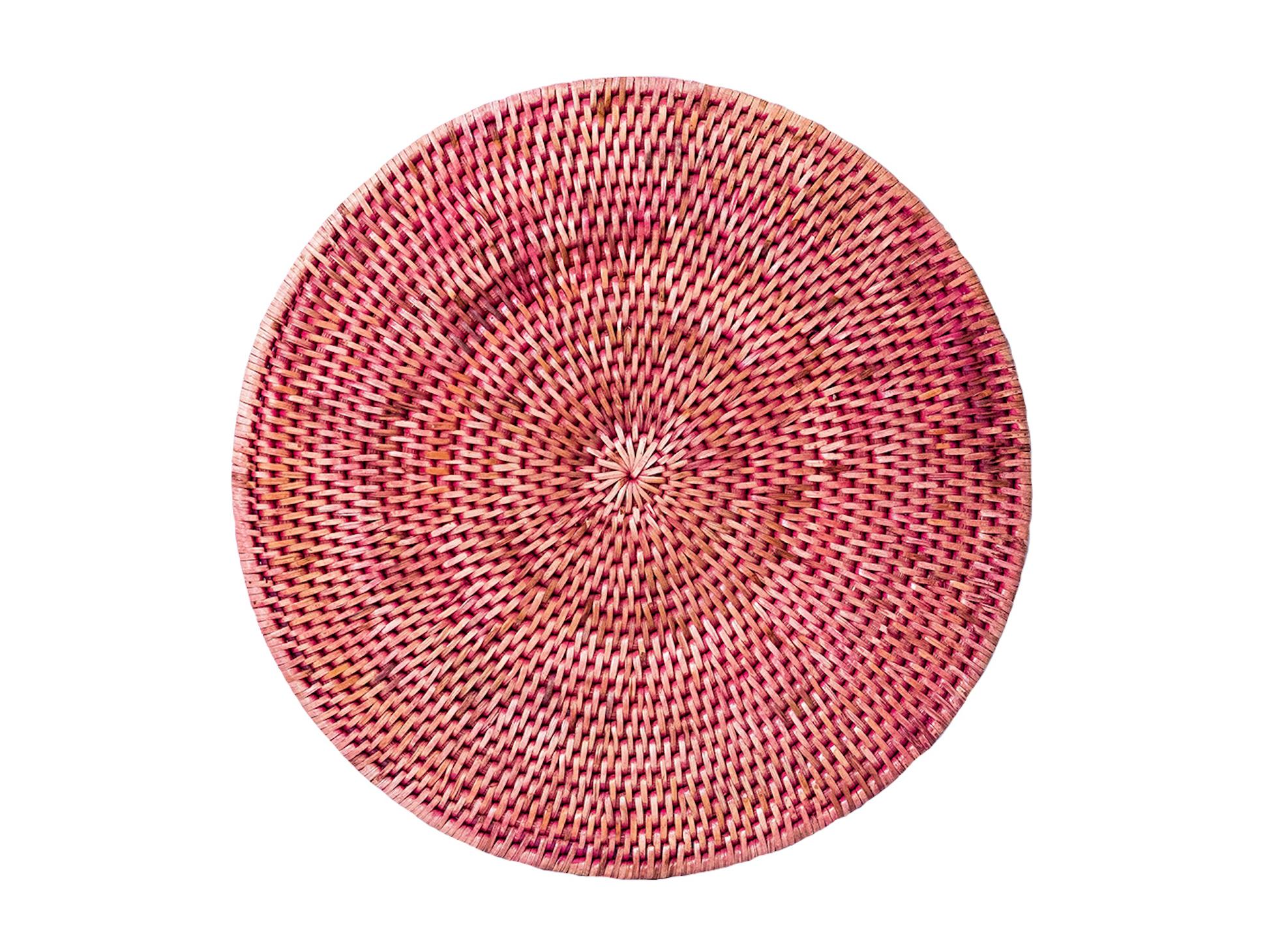 ALAZA Flamingo Pink Feather and Palm Leaf Round Placemats for Dining Table Placemat 1 Piece Table Settings Table Mats for Home Kitchen Holiday Decoration