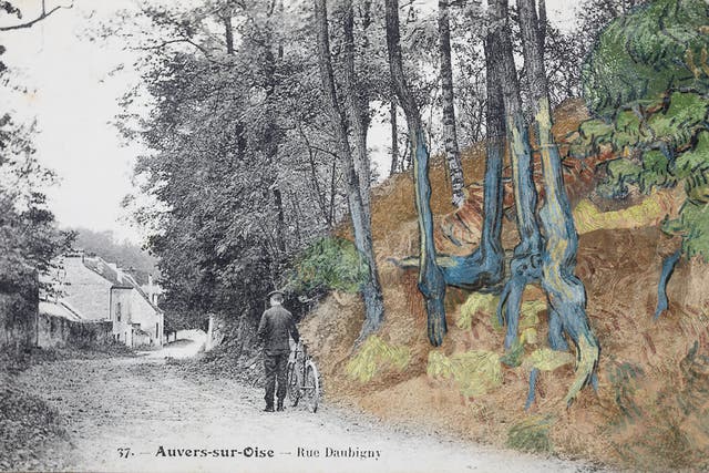 A colour version of the postcard that led a researcher to the likely location where Van Gogh painted ‘Racines’